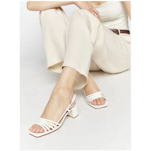 Women's Reformation Eleanora Sling Back Block Heel Sandal in White size 10 70s - Picture 8 of 8